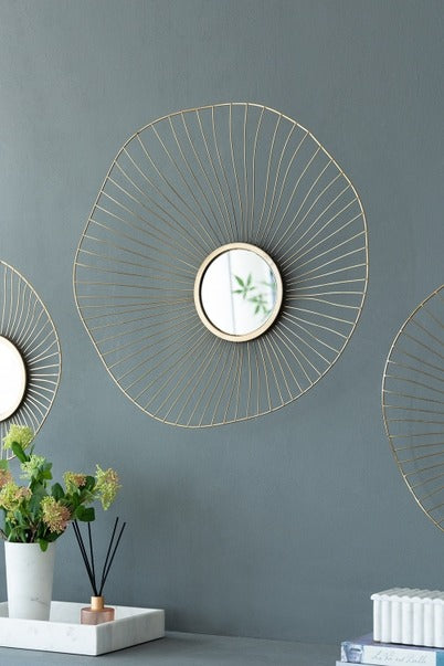 Set of 3 Wall Mirror Abstract Designed Wall Mirrors