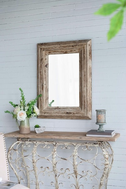 30x2x39" Rectangle Wall Accent Mirror with Distressed