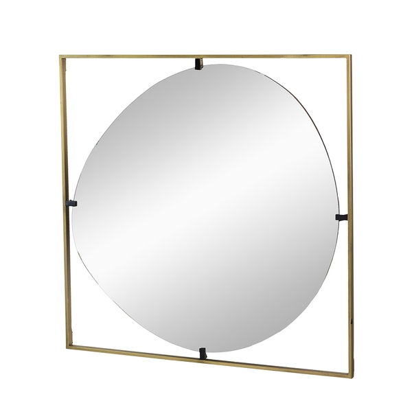 32x1x32" Poppy Mirror with Gold Metal Frame Contemporary