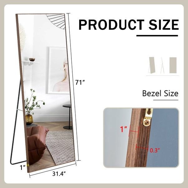 Solid Wood Frame Long Dressing Mirror - Bedroom & Store