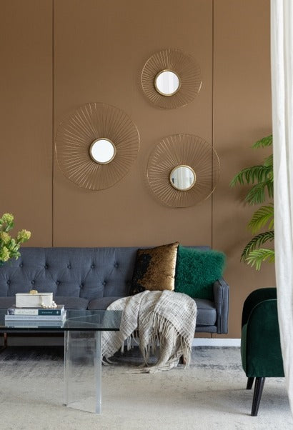 Set of 3 Wall Mirror Abstract Designed Wall Mirrors