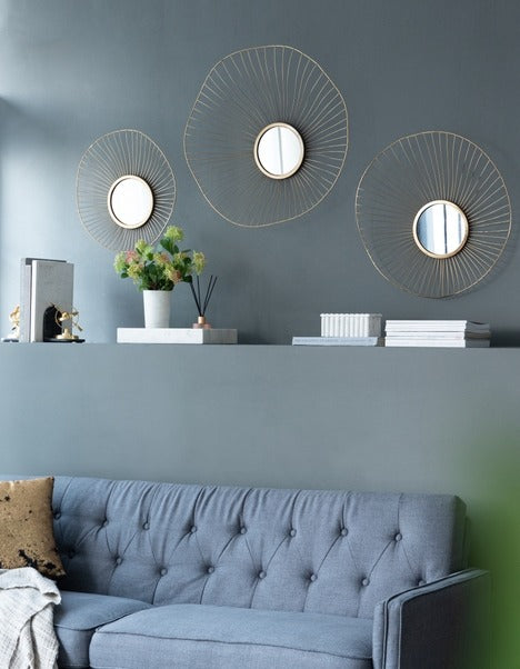 Set of 3 Wall Mirror Abstract Designed Wall Mirrors