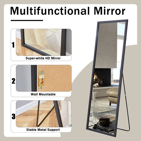 Solid Wood Full Body Mirror with Bold Frame