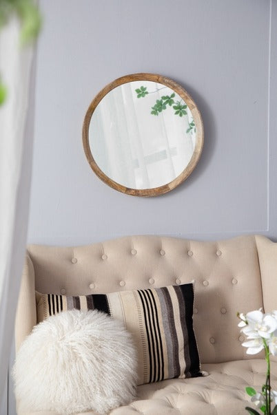 D20x1.5" Transitional Decor Style Mango Wood Wall Mirror