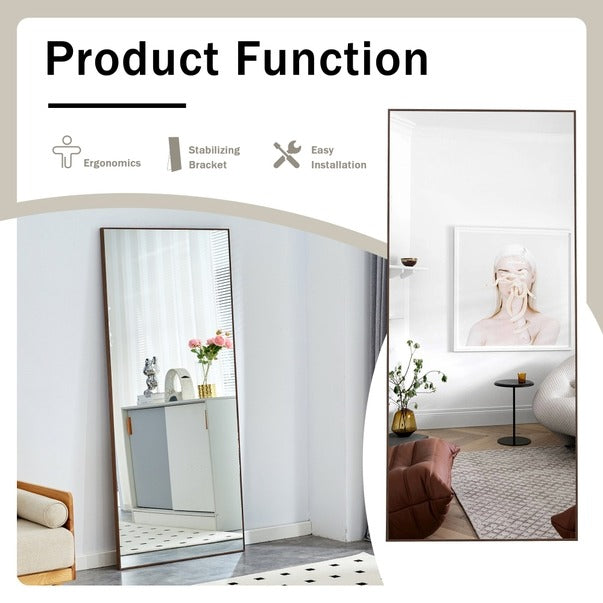 Solid Wood Frame Long Dressing Mirror - Bedroom & Store