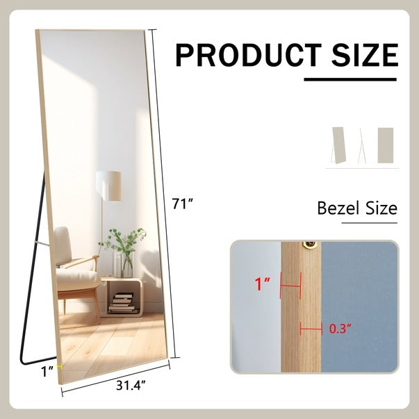 Solid Wood Frame Long Dressing Mirror - Bedroom & Store