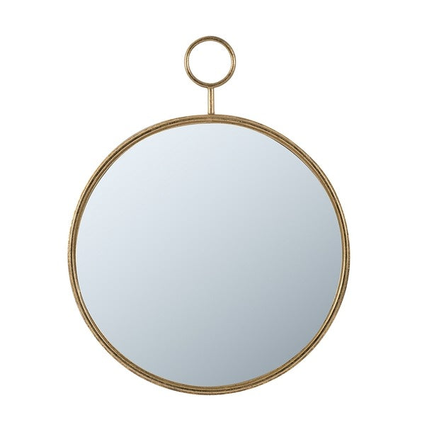 22" X 28" Circle Wall Mirror with Gold Iron Frame