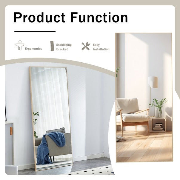 Solid Wood Frame Long Dressing Mirror - Bedroom & Store