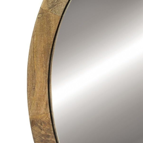 D20x1.5" Transitional Decor Style Mango Wood Wall Mirror