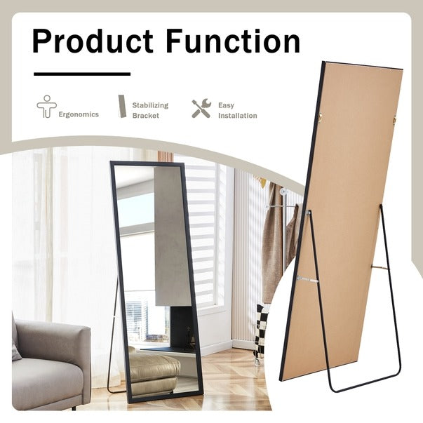 Solid Wood Full Body Mirror with Bold Frame