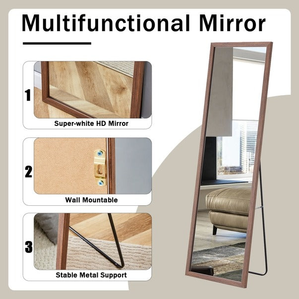 Thickened Border Wood Grain Full-Length Dressing Mirror