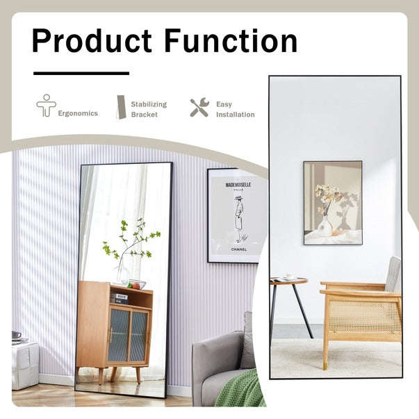 Solid Wood Full-Length Dressing Mirror Floor & Wall Mount