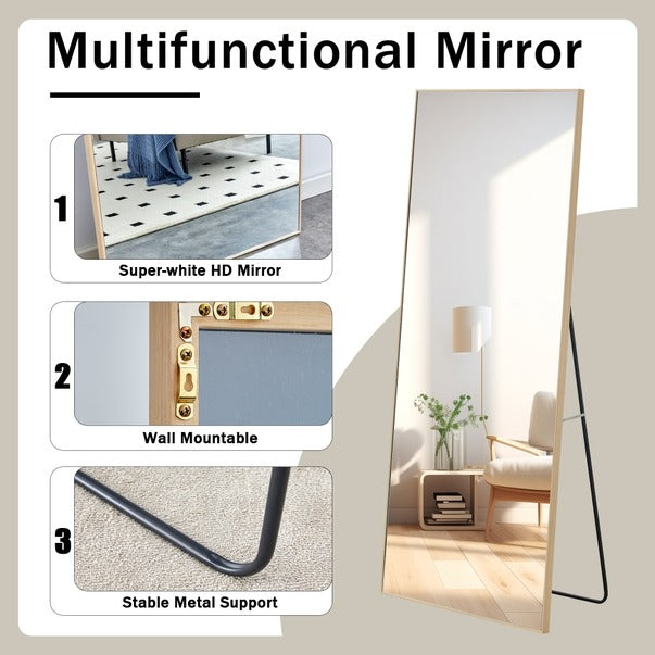 Solid Wood Frame Long Dressing Mirror - Bedroom & Store