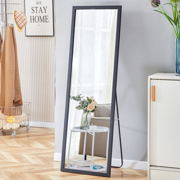 Third-Gen Black Wooden Full Body Floor Standing Mirror