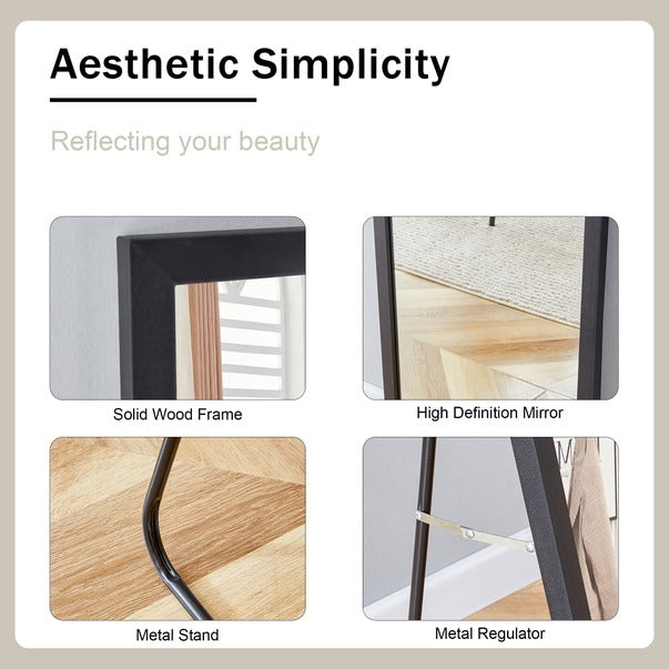 Solid Wood Full Body Mirror with Bold Frame