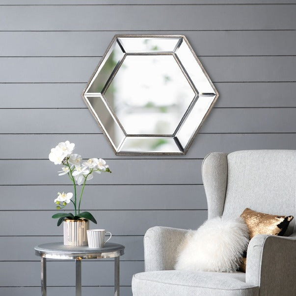 20" X 18" Hexagon Wall Mirror with Contemporary Glass Design