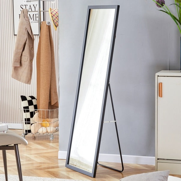 Third-Gen Black Wooden Full Body Floor Standing Mirror