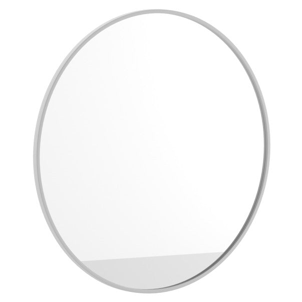 Hbcy 36" Round Silver Metal Framed Accent Wall Mirror