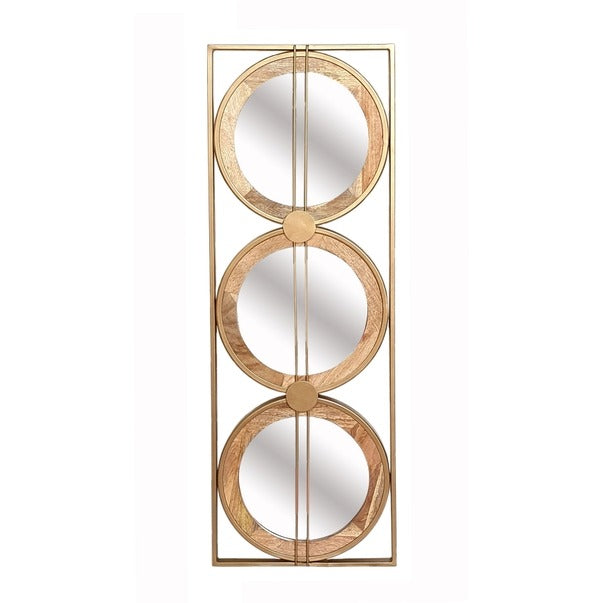 3 Mirror Piece Wall Mirror in Gold Rectangular Frame