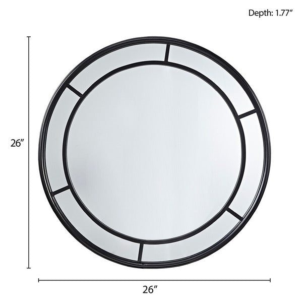 Iron Frame Round Wall Mirror, Matte Black