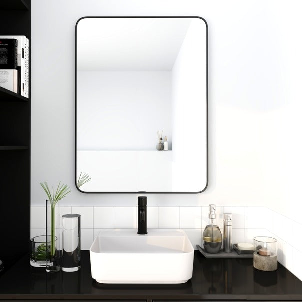 Black Rectangle 24x32 Inch Mirror w/ Aluminum Frame