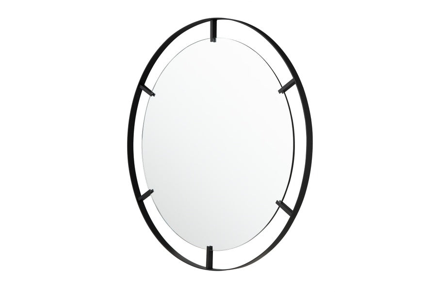 Tabon 30-in Round Open Frame Mirror - Black