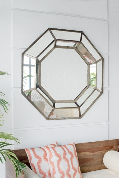 40" X 40" Oversized Silver Octagon Mirror, Mid-Century Moder