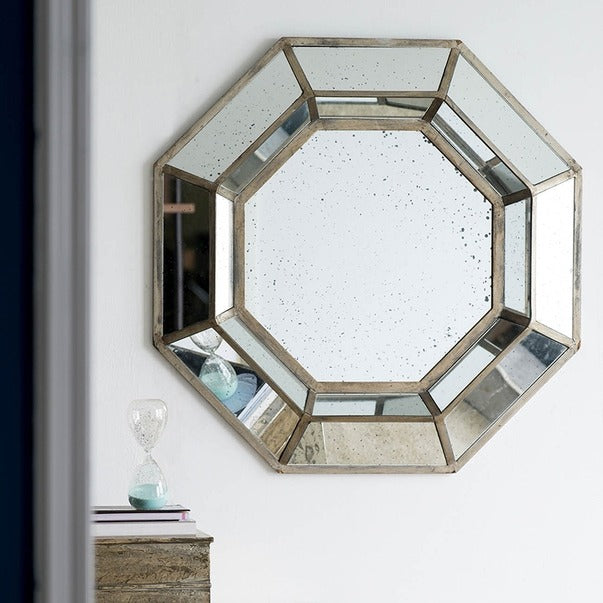 40" X 40" Oversized Silver Octagon Mirror, Mid-Century Moder