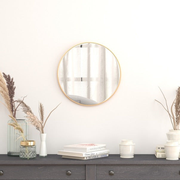 20" Round Gold Metal Framed Accent Wall Mirror