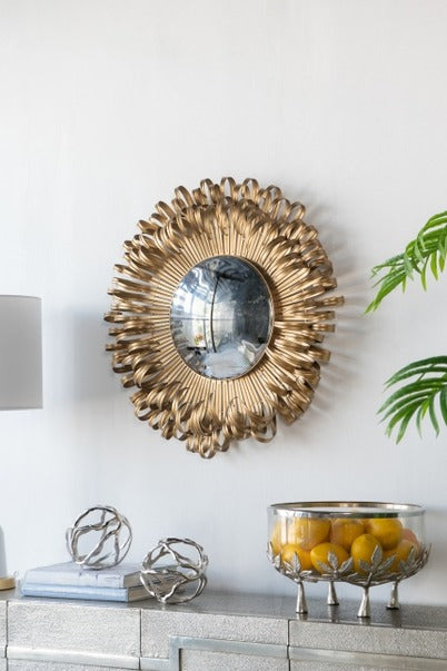 27" in Sunburst Design Wall Mirror Decorative Golden Finish