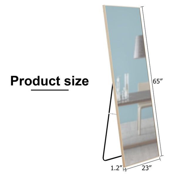 Solid Wood Frame Full-Length Floor Dressing Mirror 65"x23