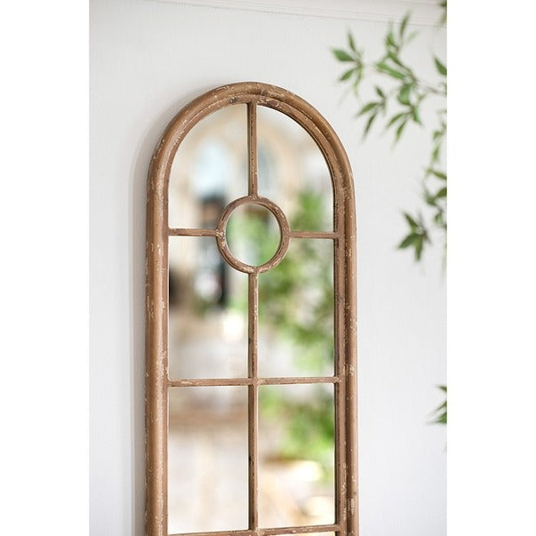 24x79" Half-Round Elongated Mirror with Decorative Window