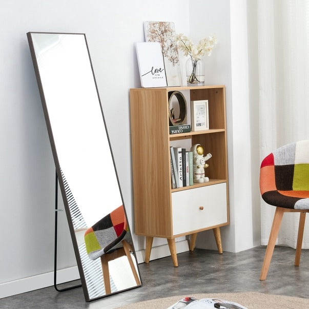 3rd Gen Gray Wood Full-Length Dressing Mirror Floor/Wall