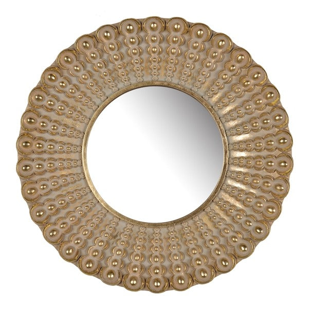 18.5" Transitional Beaded Sunburst Mirror,Round Accent Mirror