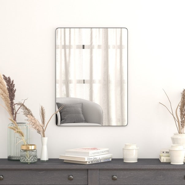 22" X 30" Black Metal Framed Accent Wall Mirror