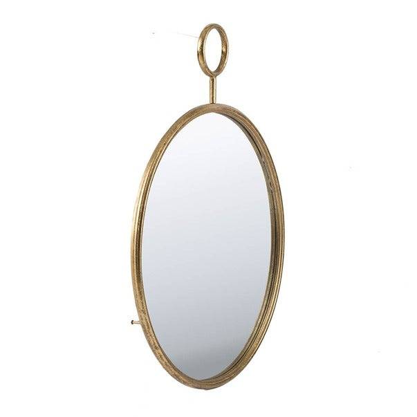 22" X 28" Circle Wall Mirror with Gold Iron Frame