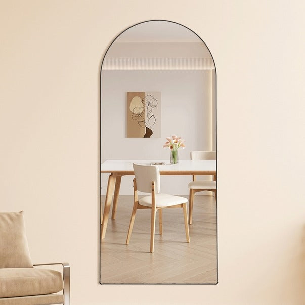 4th Gen Black Arched Floor Mirror with Bracket 71"x31