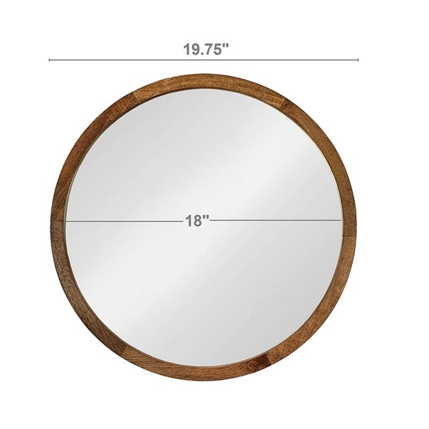 20" X 20" Circle Wall Mirror with Wooden Frame Wall Mirror