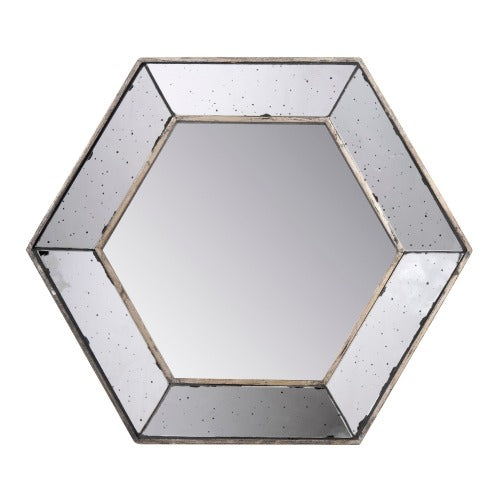 21" X 18" Hexagon Wall Mirror with Traditional Silver Finish