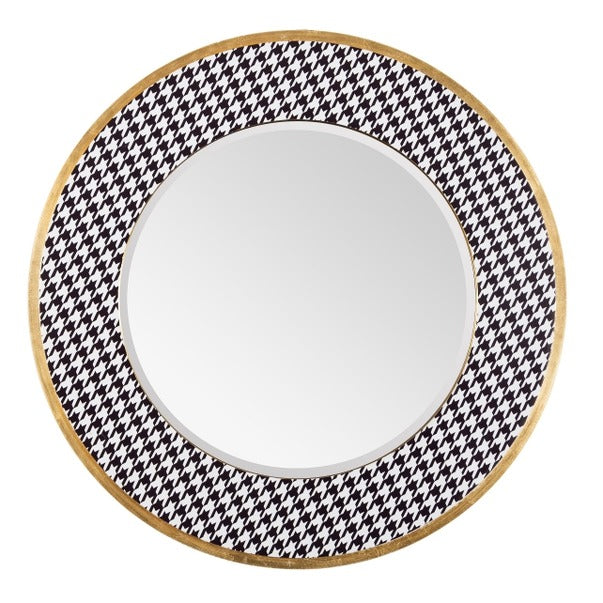 Azzezzi 30-Inch Round Houndstooth Beveled Wall Mirror