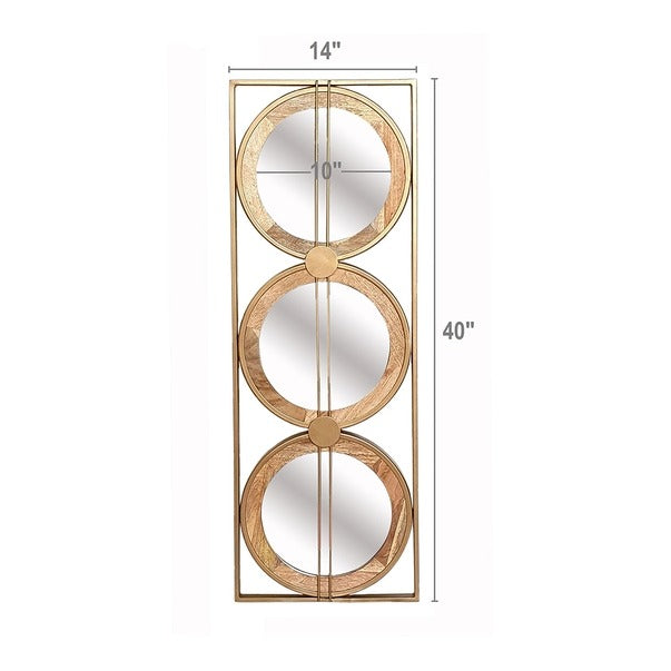 3 Mirror Piece Wall Mirror in Gold Rectangular Frame