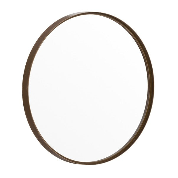 Hbcy 27.5" Round Bronze Metal Framed Accent Wall Mirror