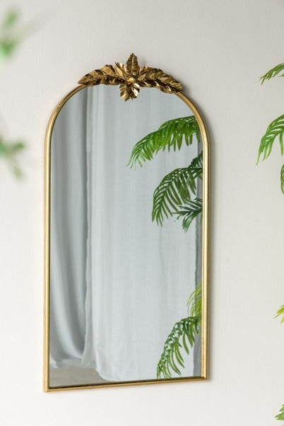 24" X 42" Arched Wall Mirror with Gold Metal Frame