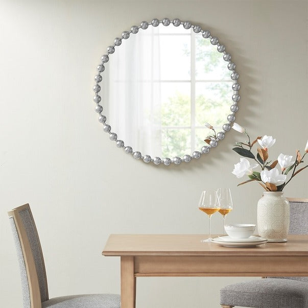 Round Iron Framed Wall Decor Mirror, Silver