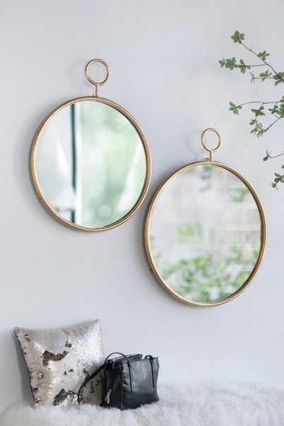 26" X 32" Circle Wall Mirror with Gold Metal Frame