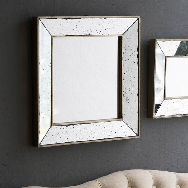 18" X 18" Distressed Silver Square Accent Mirror