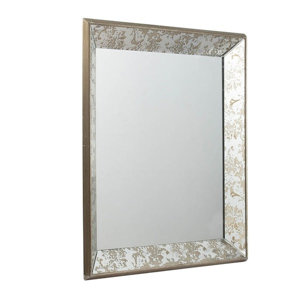 24" X 24" Antique Silver Square Mirror with Floral Accents