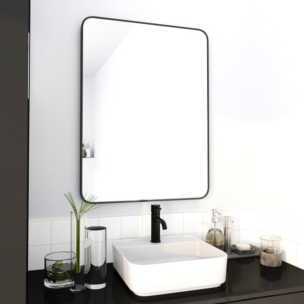 Black Rectangle 24x32 Inch Mirror w/ Aluminum Frame