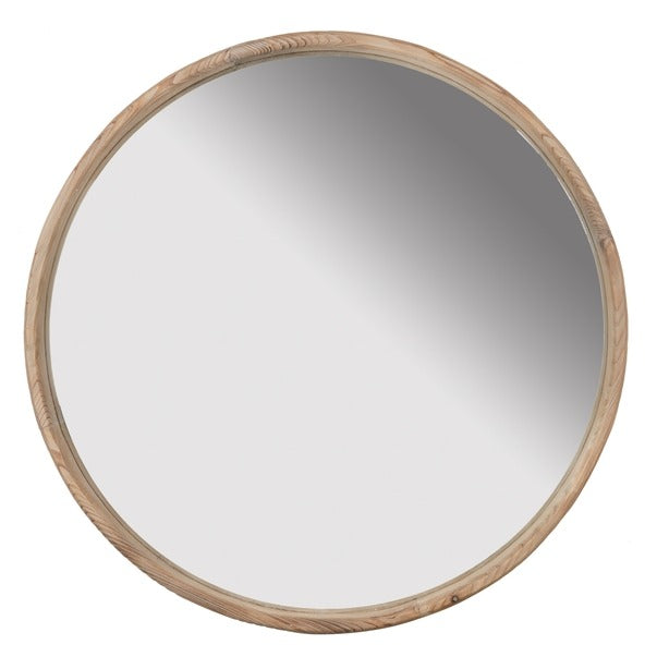 28" Round Wood Mirror Wall Mounted Mirror Home Decor