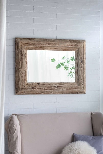 30x2x39" Rectangle Wall Accent Mirror with Distressed